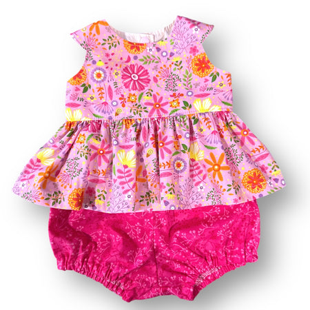 SIZE 000 Pink Meadow Baby Top & Bloomers Set