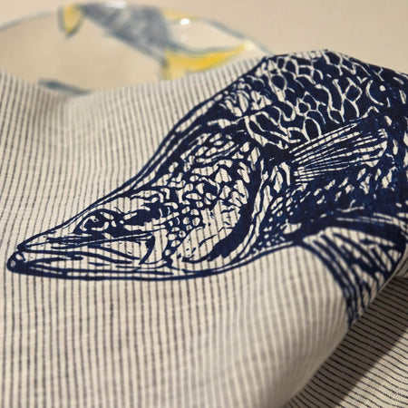 Hand screen printed Linen Tea Towels- Barramundi