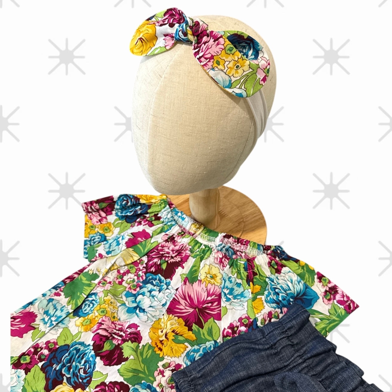 SIZE 1 Girls Sweet Cotton Peasant Blouse & Panties SET