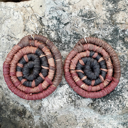 Handmade raffia coil earrings