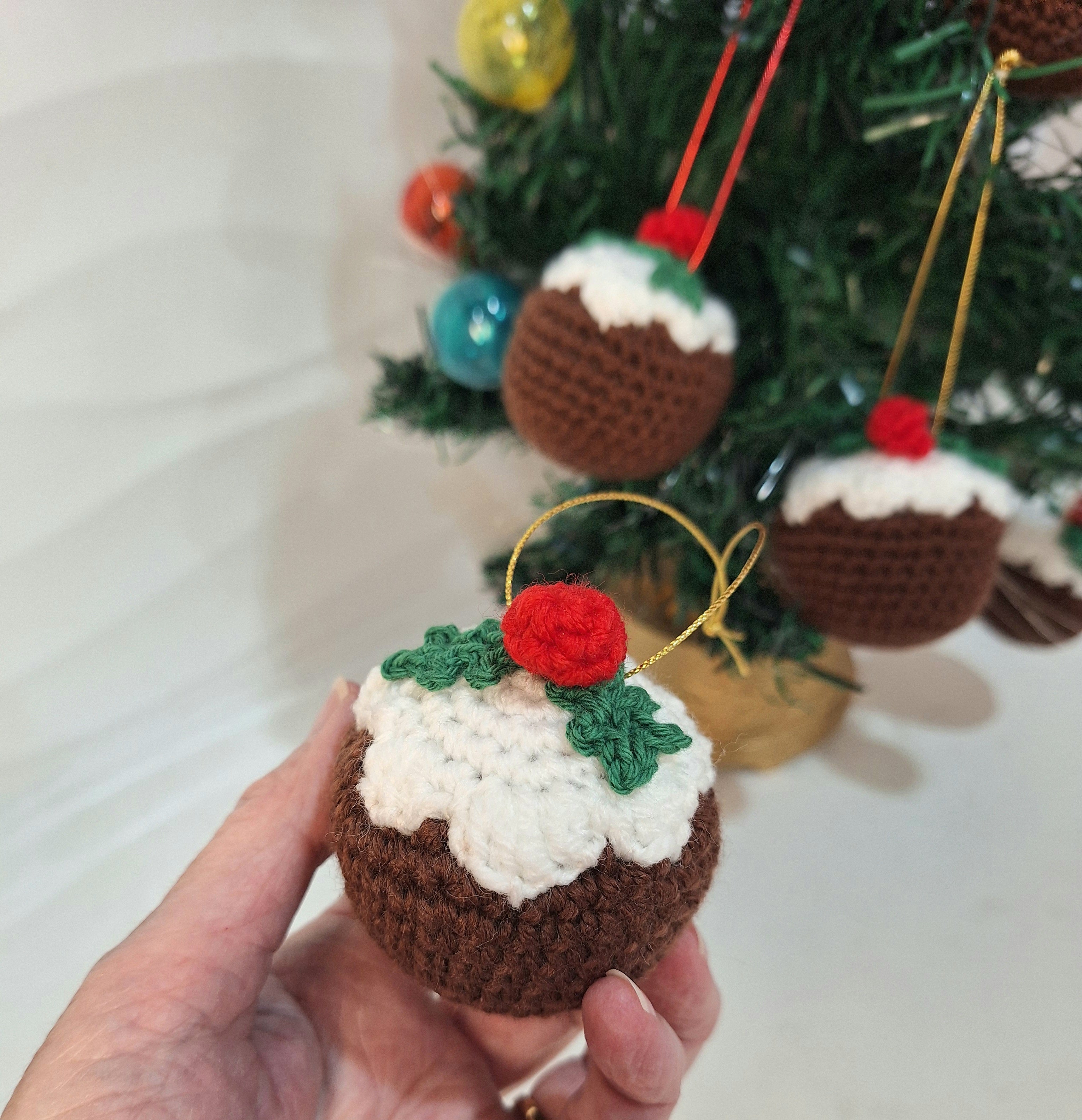 Crocheted Christmas Pudding Tree Decoration