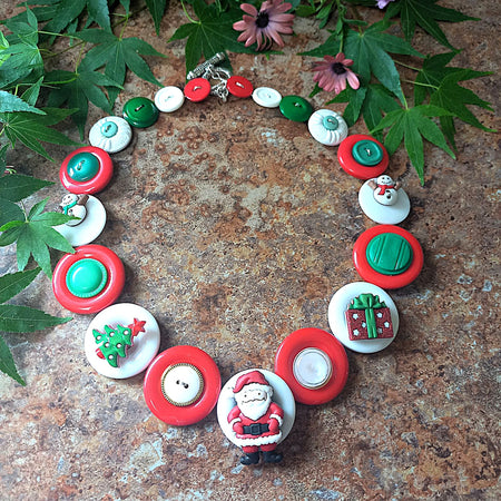 Santa Claus button necklace
