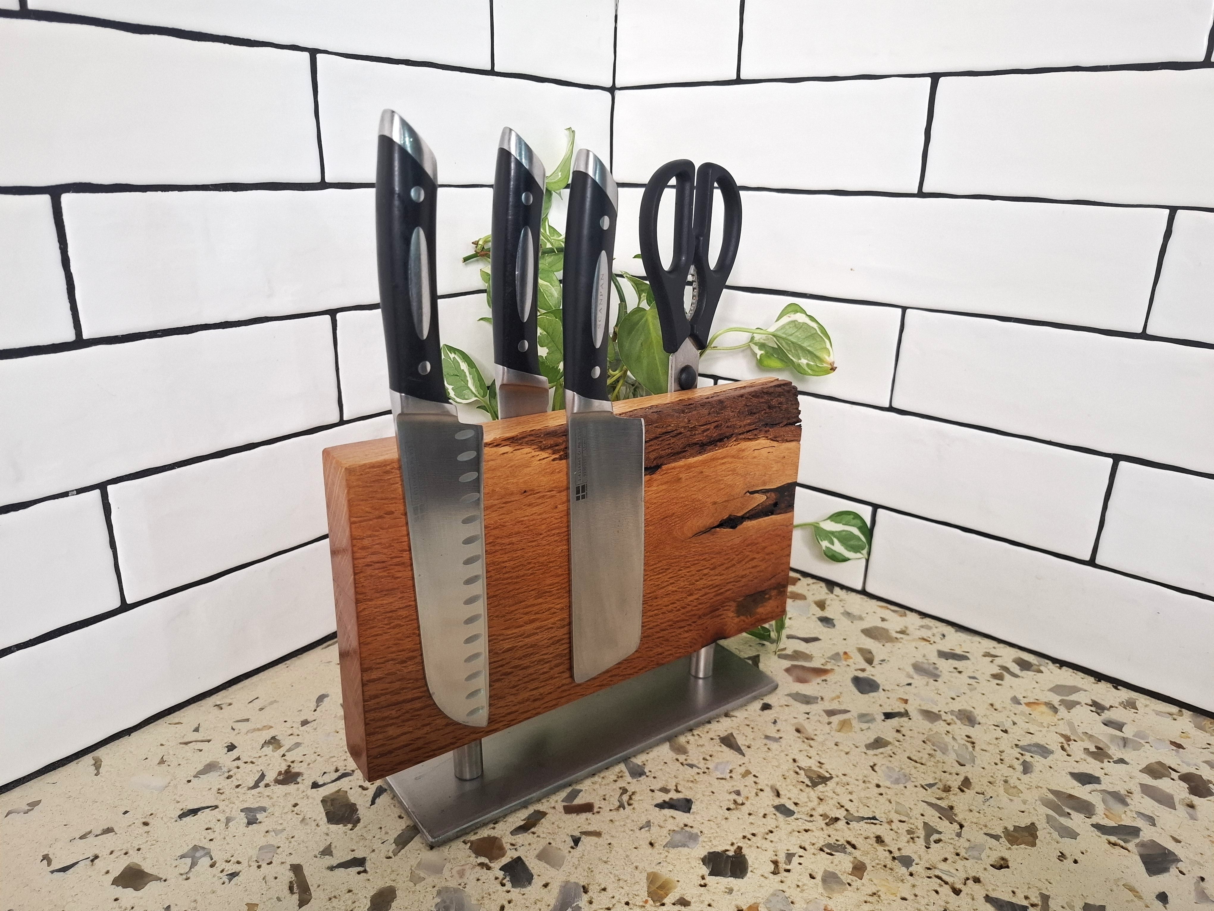 Handmade Magnetic Knife Block: Australian Wooden Kitchen Organizer