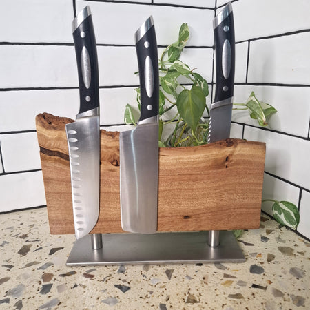 Handmade Magnetic Knife Block: Australian Wooden Kitchen Organizer