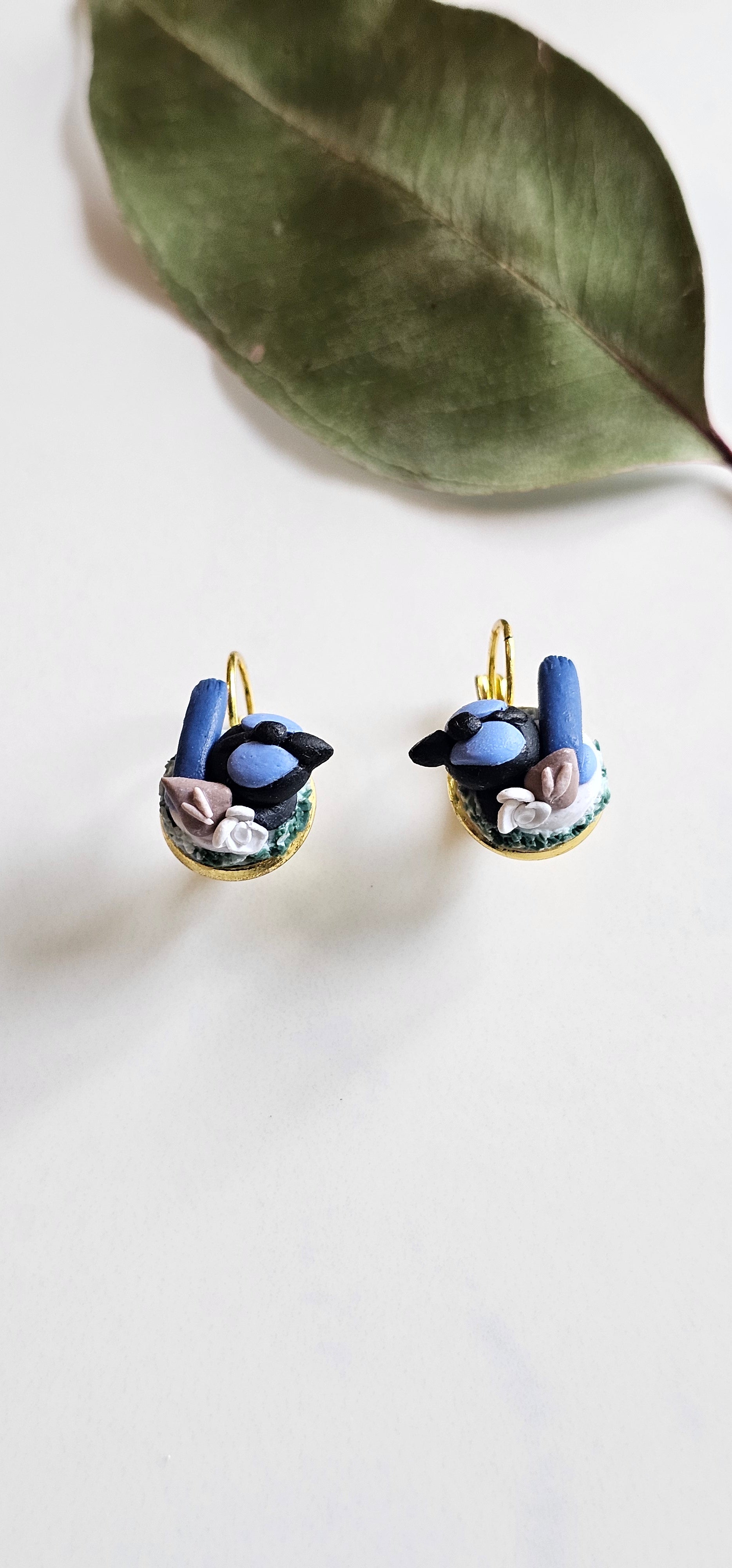 Fairy Wrens Dangle Earrings,Superb Fairy Wrens Handmade Jewelery,Small Earrings.