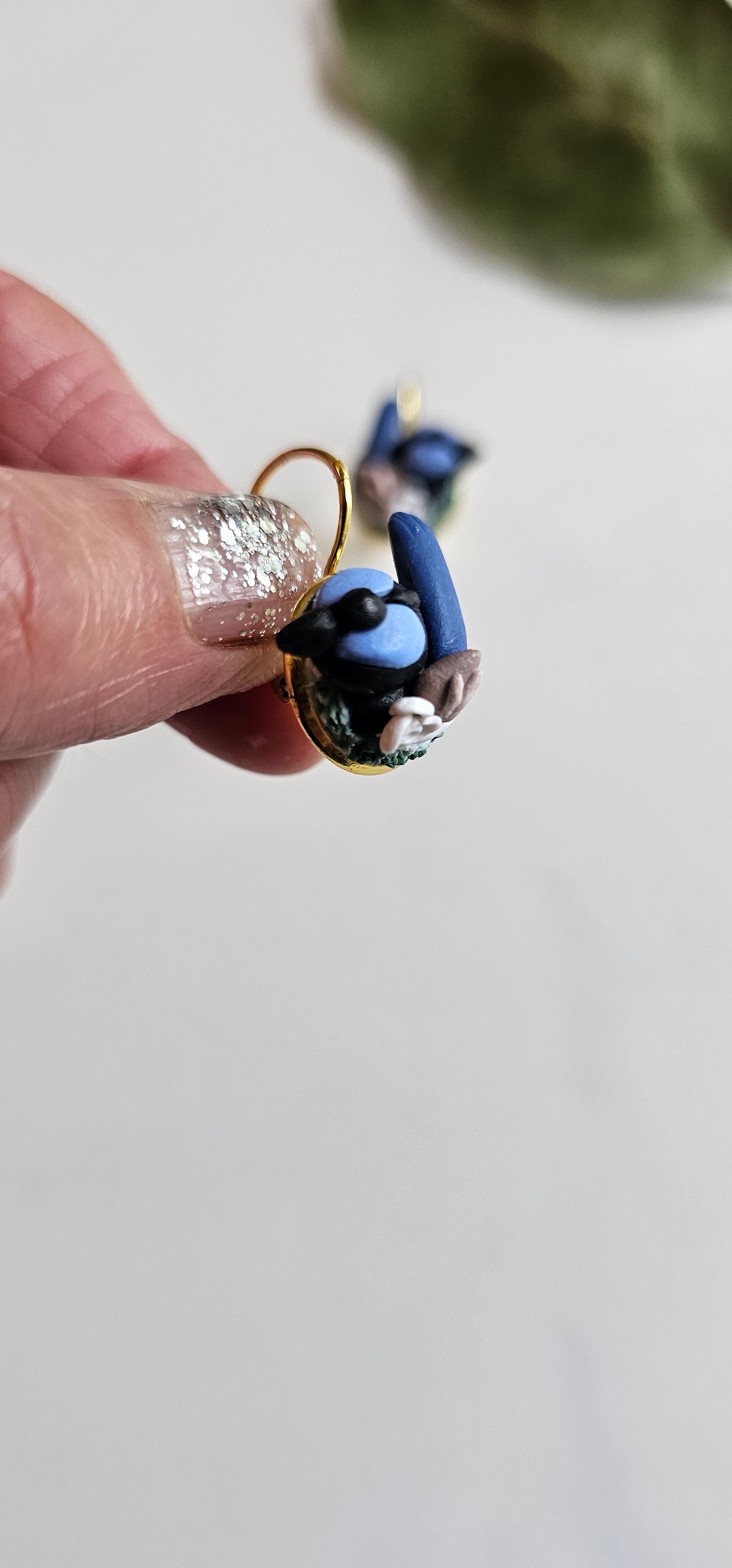Fairy Wrens Dangle Earrings,Superb Fairy Wrens Handmade Jewelery,Small Earrings.