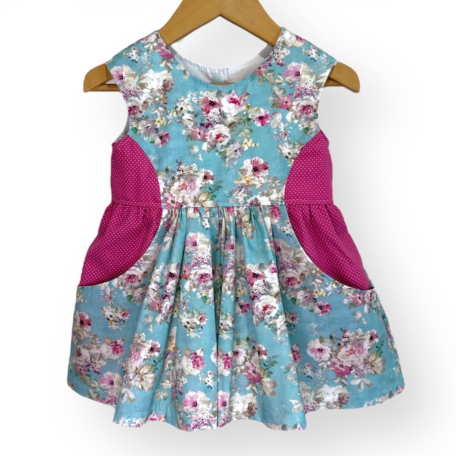 SIZE 1 Teal Floral Posie Dress - Vintage Length