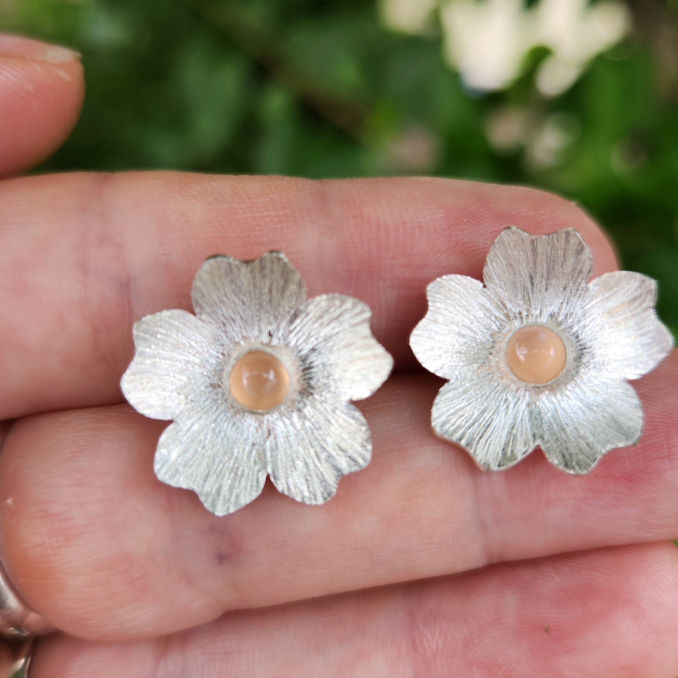 Silver flower studs