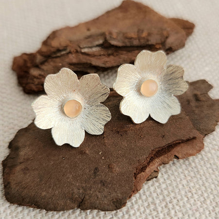 Silver flower studs