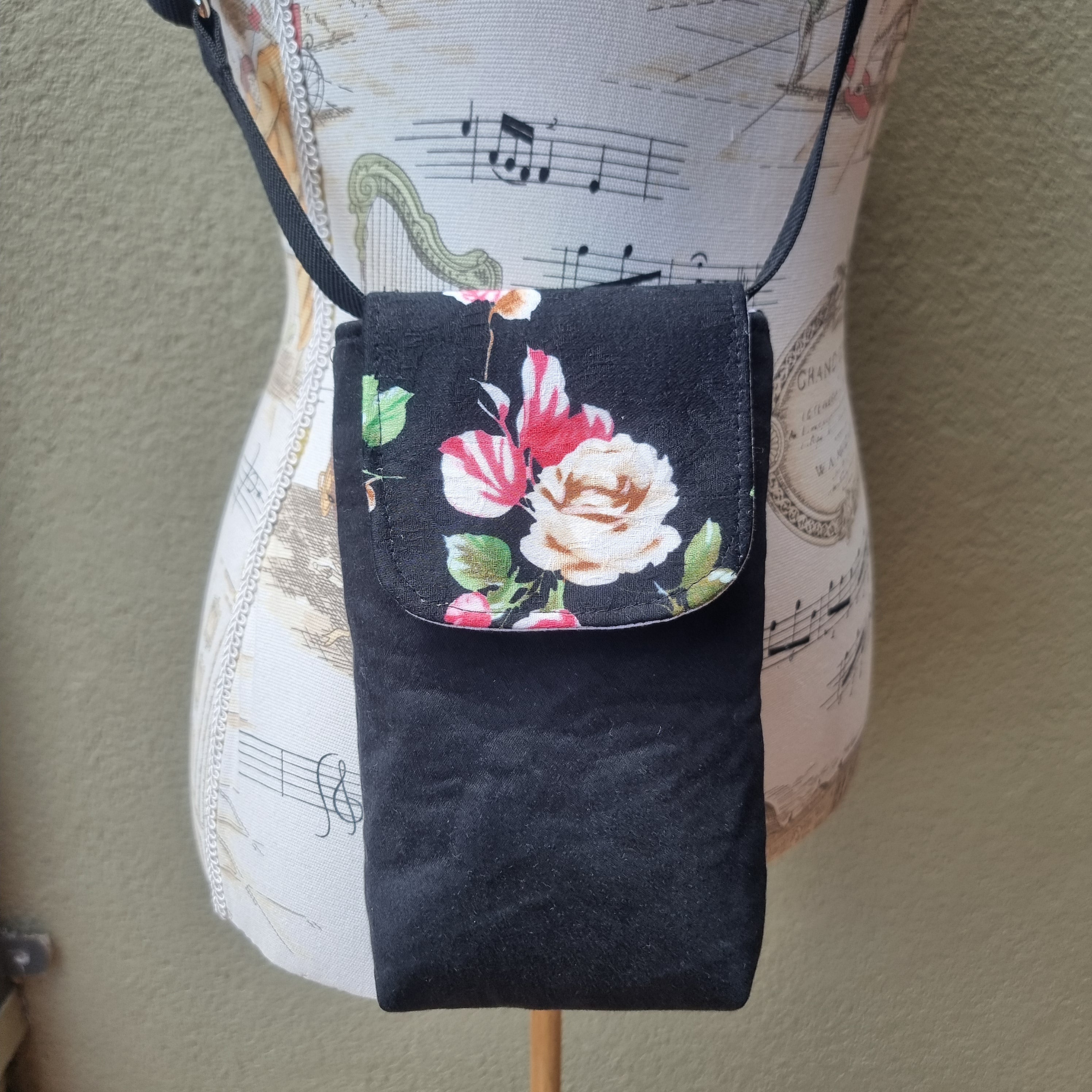 Upcycled mini phone messenger bag - Small