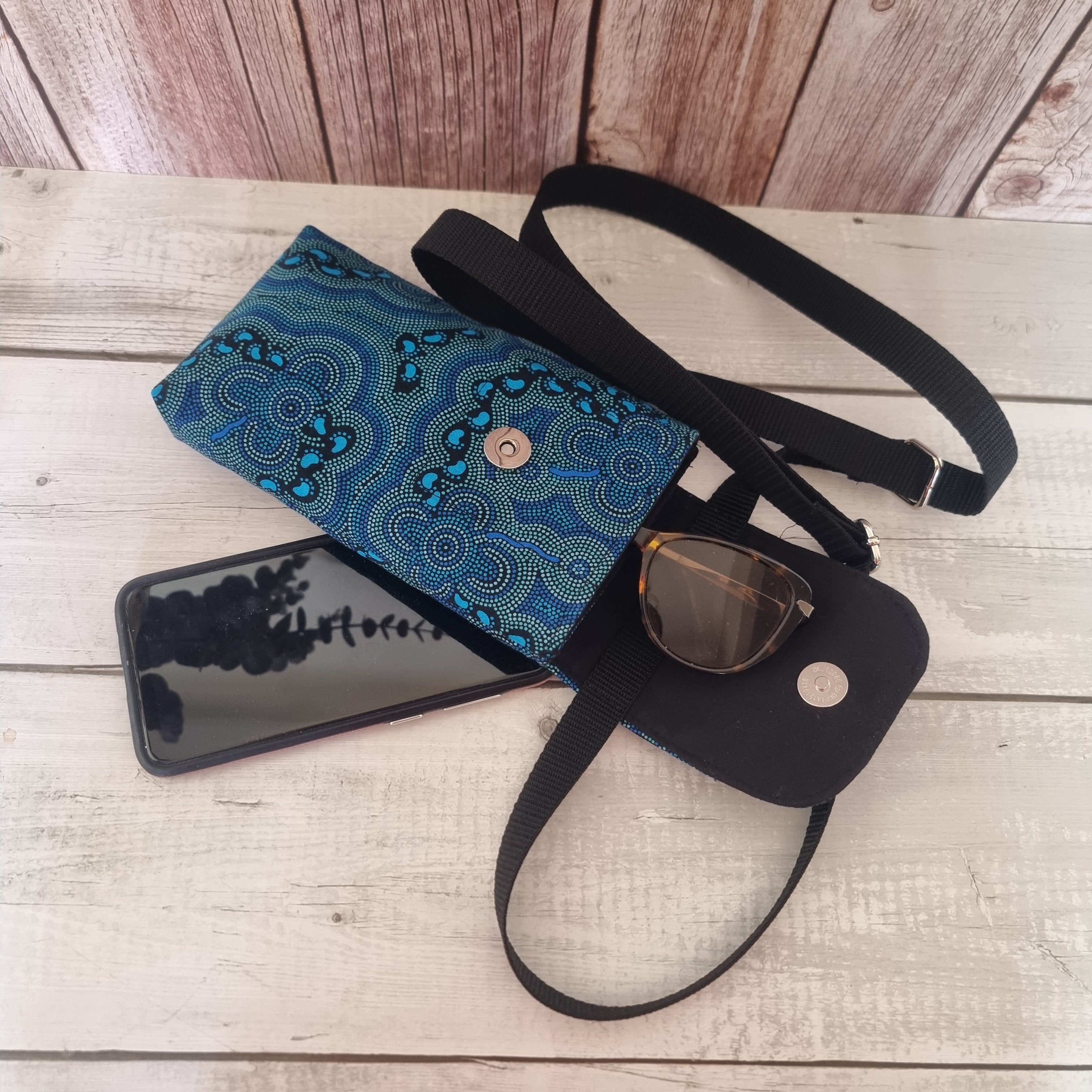 Upcycled mini phone messenger bag - Small