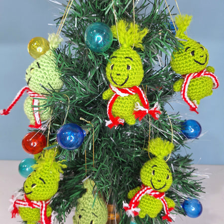 Crocheted Baby Grinch Christmas Ornament