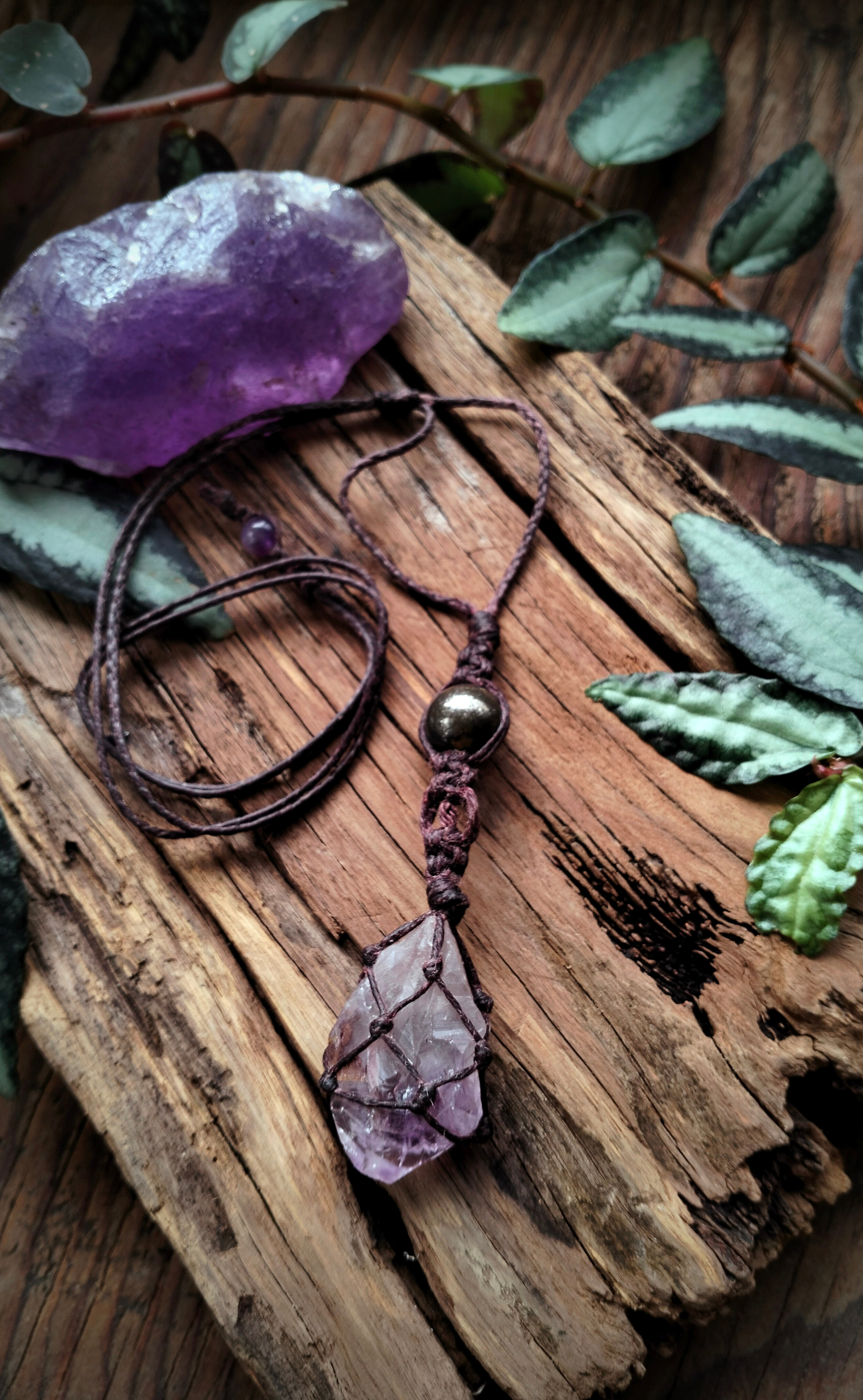 •| AMETHYST | PYRITE |• natural crystal necklace