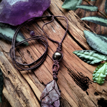 •| AMETHYST | PYRITE |• natural crystal necklace