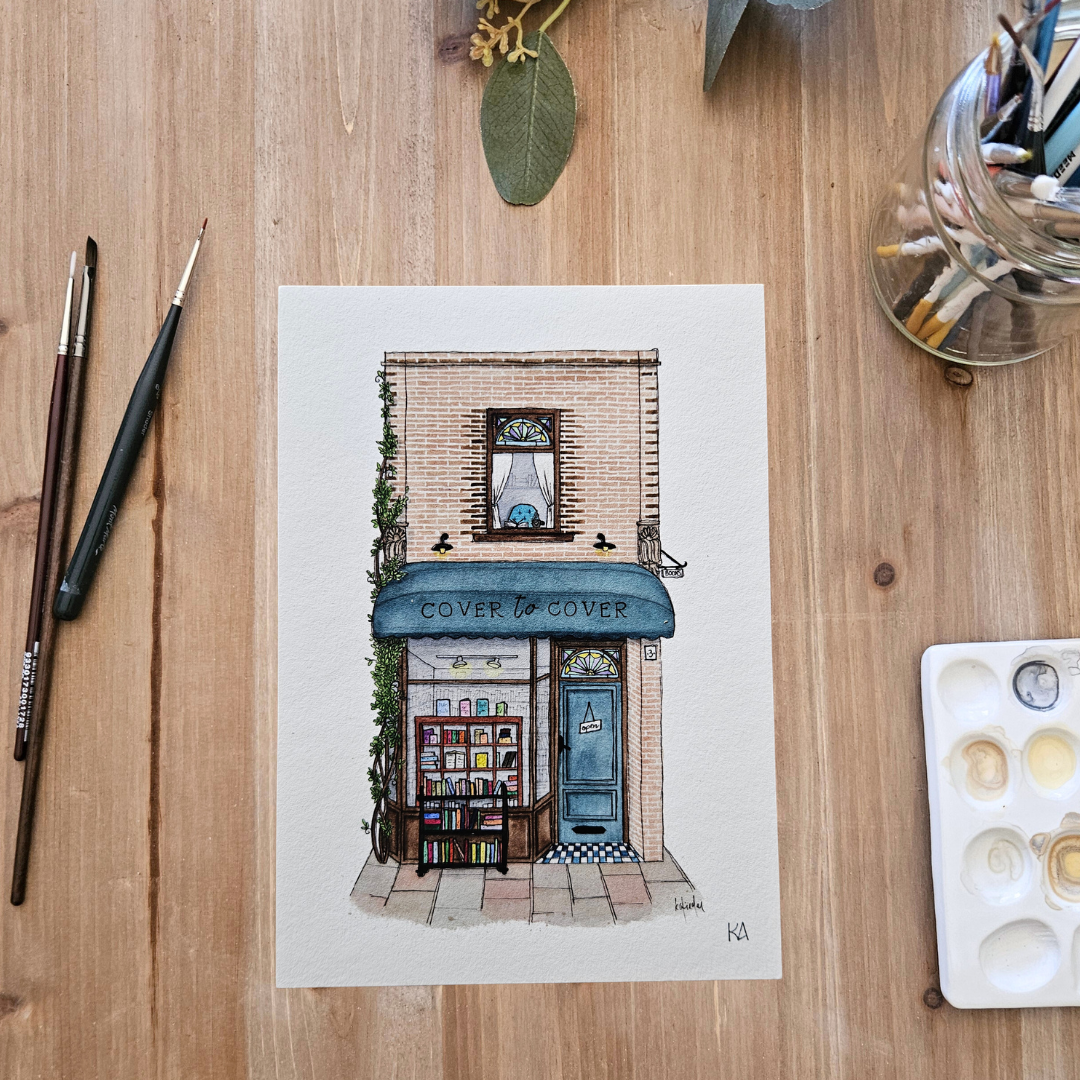 Watercolour Art Print - 'Cover to Cover Storefront'