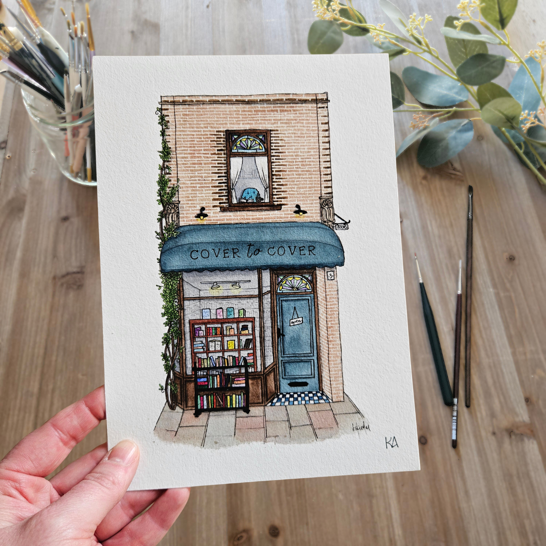 Watercolour Art Print - 'Cover to Cover Storefront'