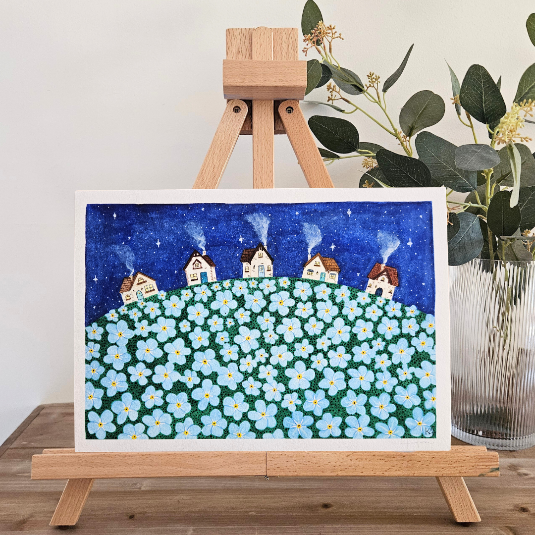 Watercolour Art Print - 'Forget-Me-Not Lane'