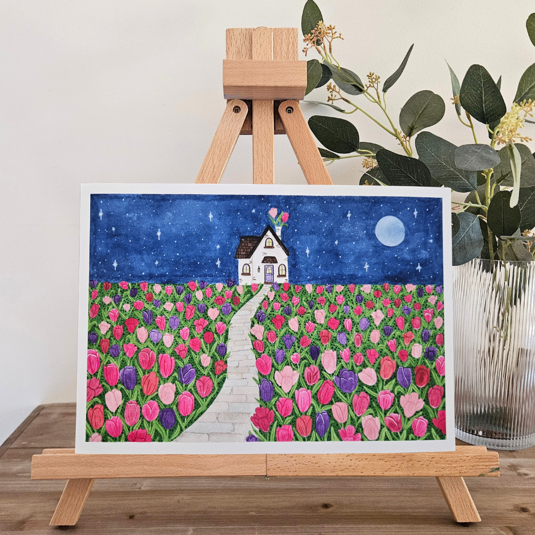 Watercolour Art Print - 'Tulip Cottage'