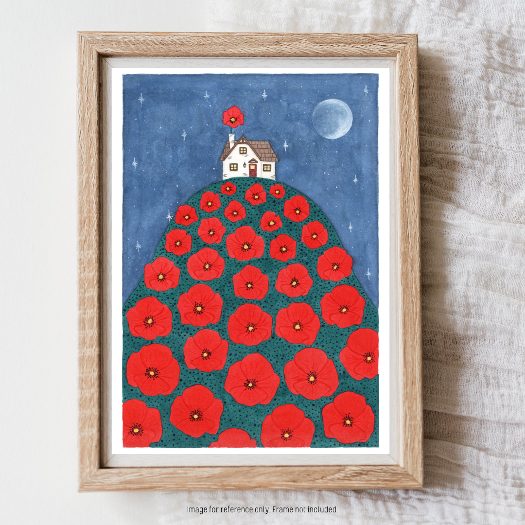 Watercolour Art Print - 'Poppy Cottage'