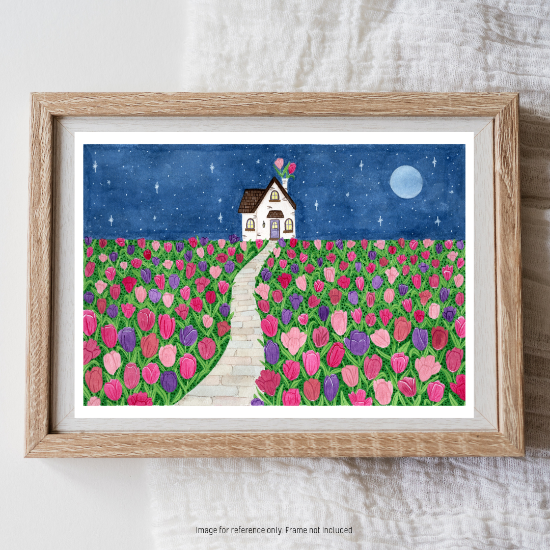 Watercolour Art Print - 'Tulip Cottage'