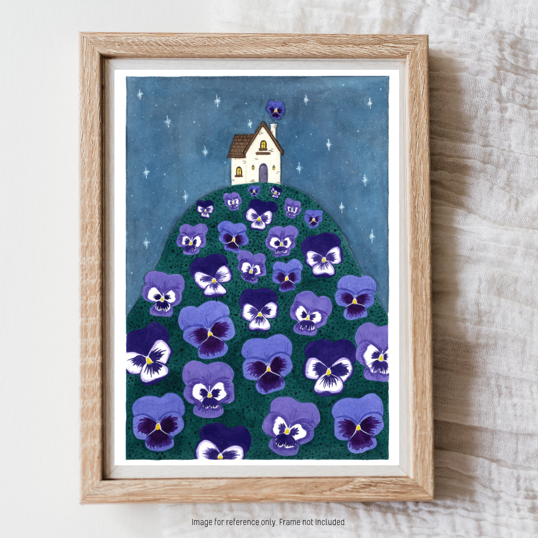 Watercolour Art Print - 'Pansy Cottage'