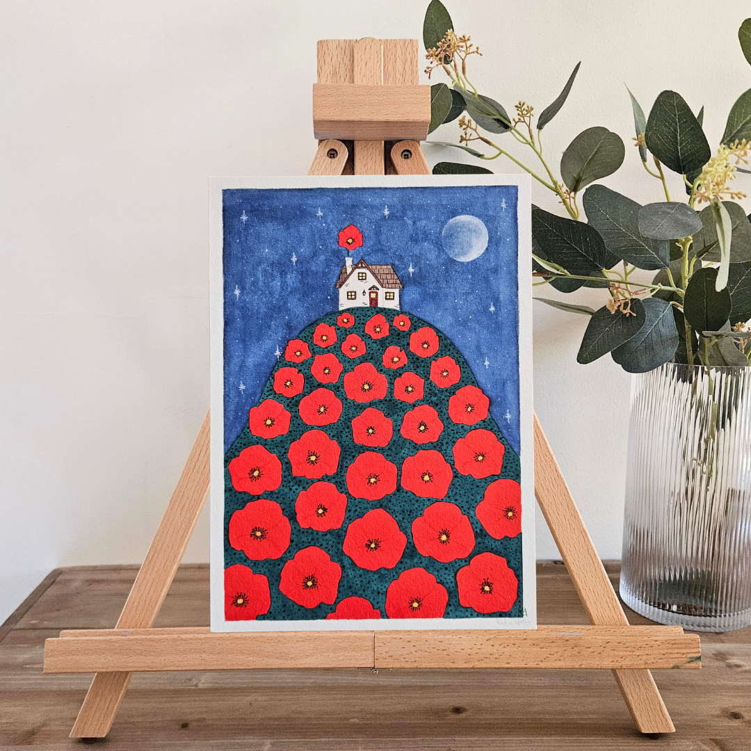 Watercolour Art Print - 'Poppy Cottage'