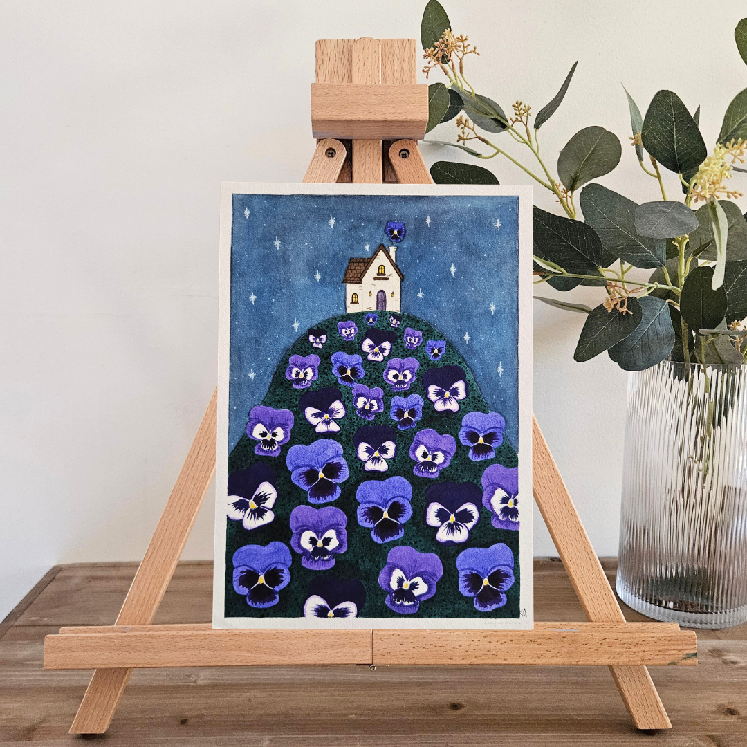 Watercolour Art Print - 'Pansy Cottage'