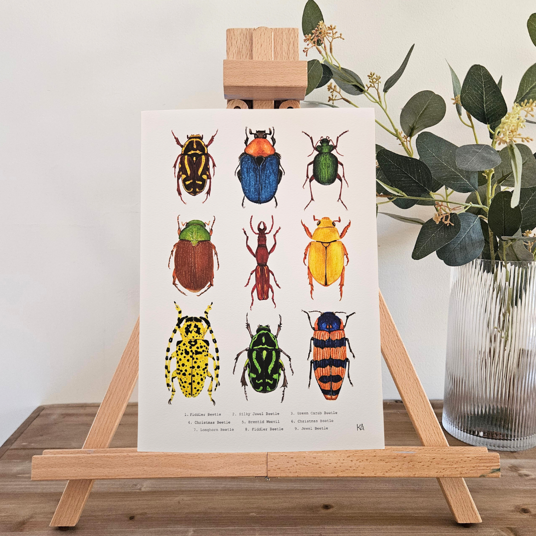 Watercolour Art Print - 'Australian Bug Collage'