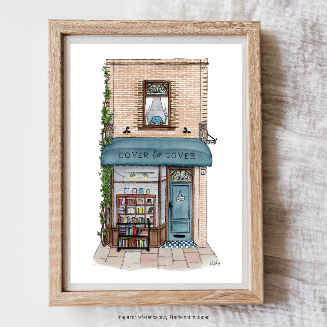 Watercolour Art Print - 'Cover to Cover Storefront'