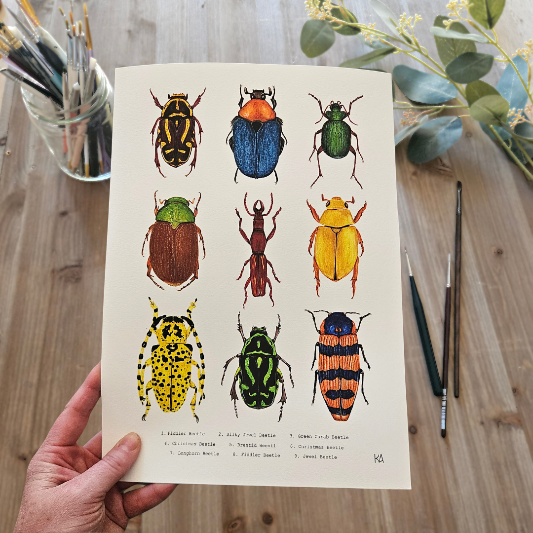 Watercolour Art Print - 'Australian Bug Collage'