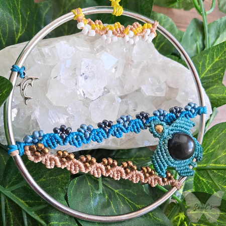 Rainbow Obsidian Turtle with Ocean Mini Hanger