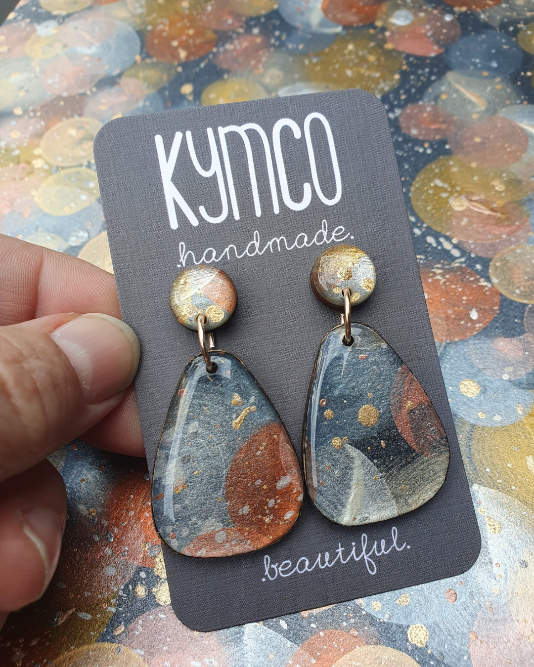 The Desert Dreaming Collection | Resin art jewellery | Large dangle earrings