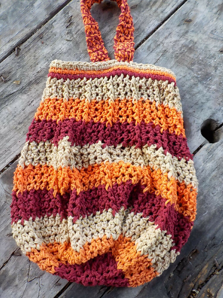 crocheted string bag made from cotton