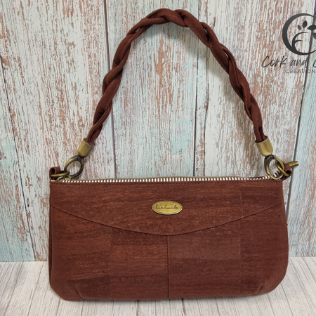 Cork Handbag with Decorative Handle in Brown | Modern Design