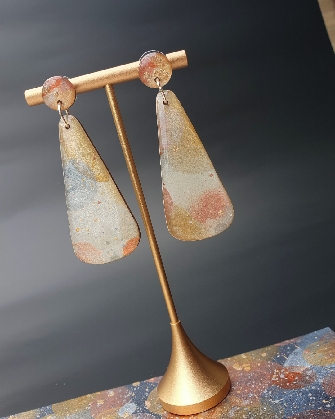 The Desert Dreaming Collection | Resin art jewellery | Large dangle earrings