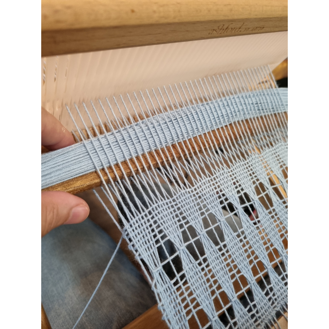 'Beyond the plain weave' collection blue cotton scarf