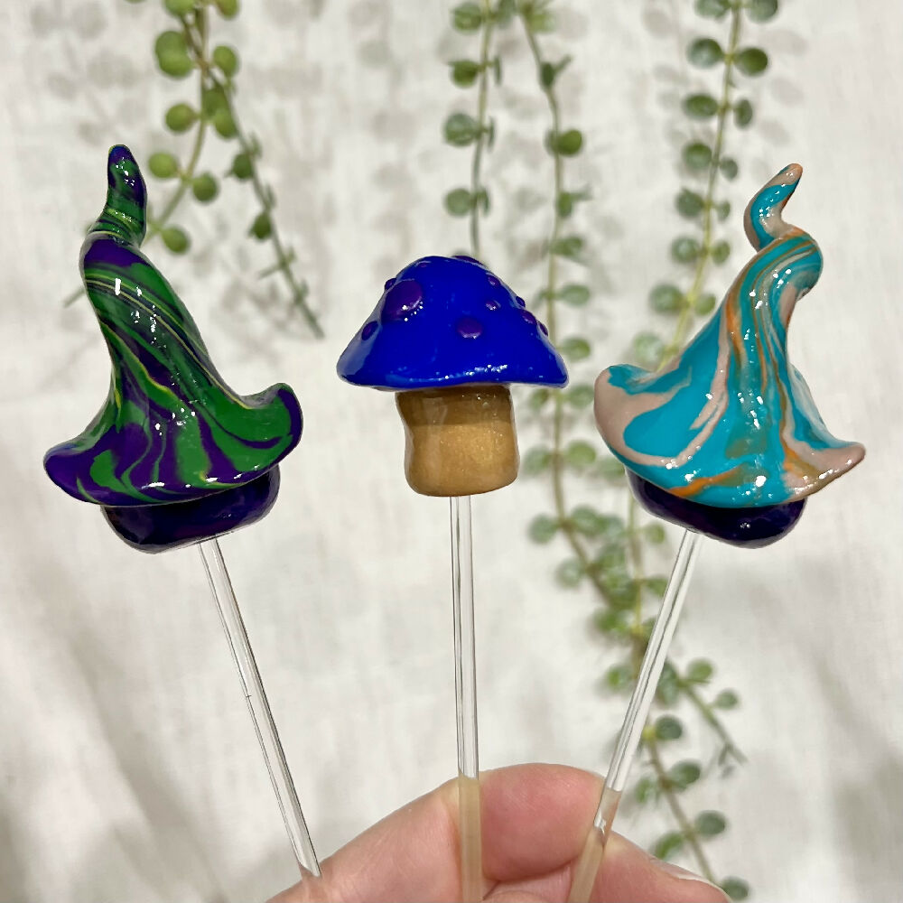 Gnome/toadstool House Plant Companion Trio (on sticks) - Egil & Kelby