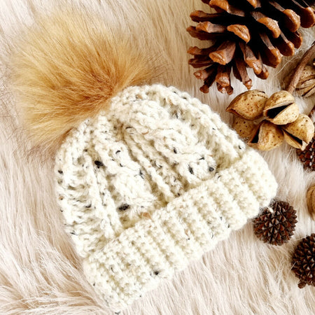 Baby Beanie | Oatmeal | Newborn | Crochet | Knit | Cable Hat |Handmade