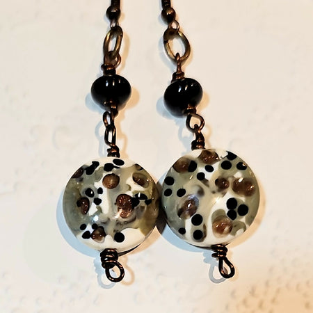Lovely Speckle Lamp Work Bead Earrings