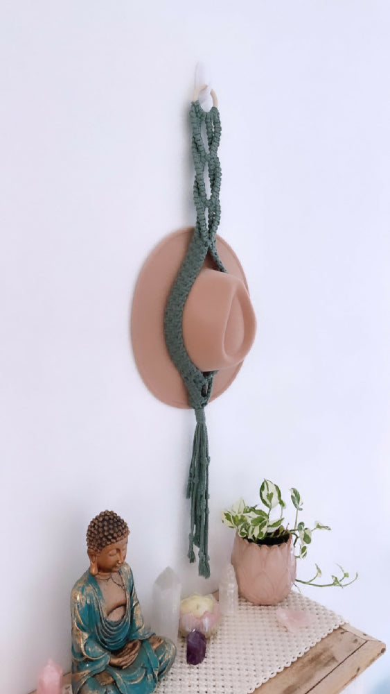 Macrame Single Hat Hanger Dark Sage