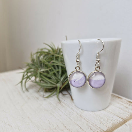 Purple and White Fluid Art Stainless Steel Earrings