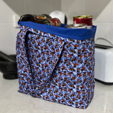 Grocery Tote ...Lined with storage pouch .. Boxer (mini scale)