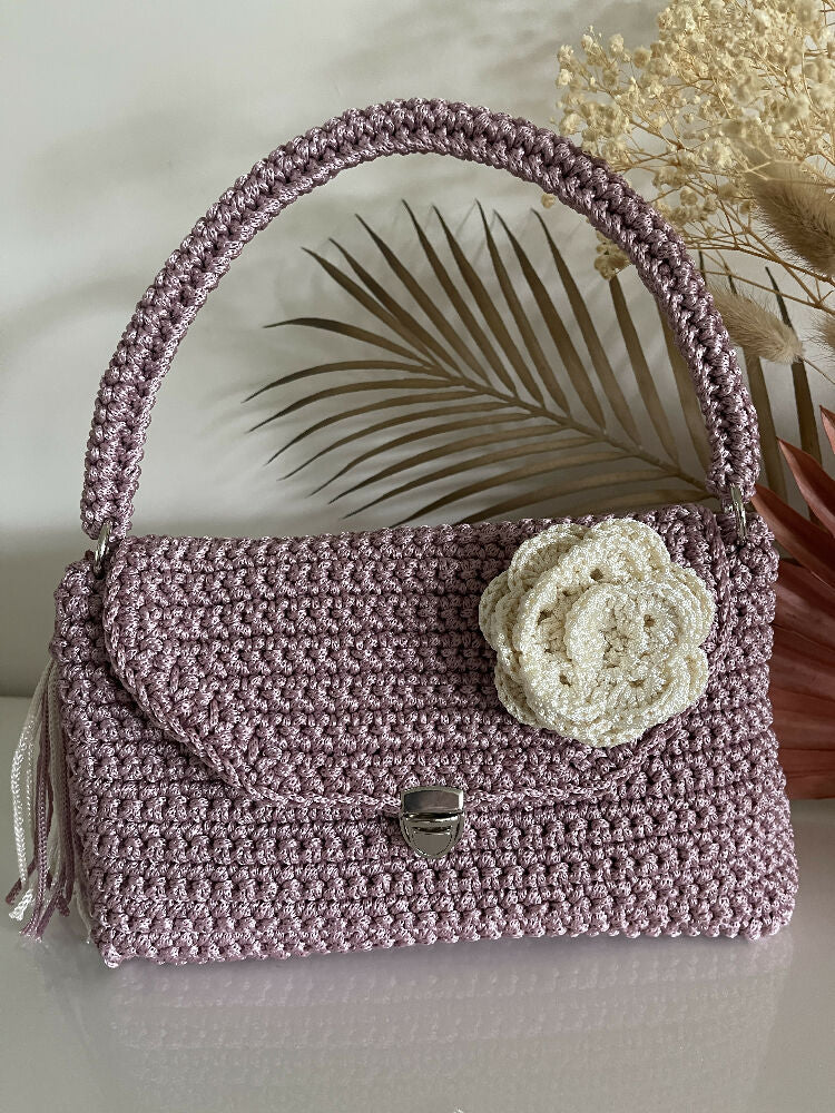 Mum & Daughter Crochet Purse Set, Flower Brooch + Tassel, Special Occasion Gift