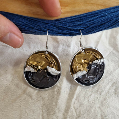 Coffee pod earrings grey and gold