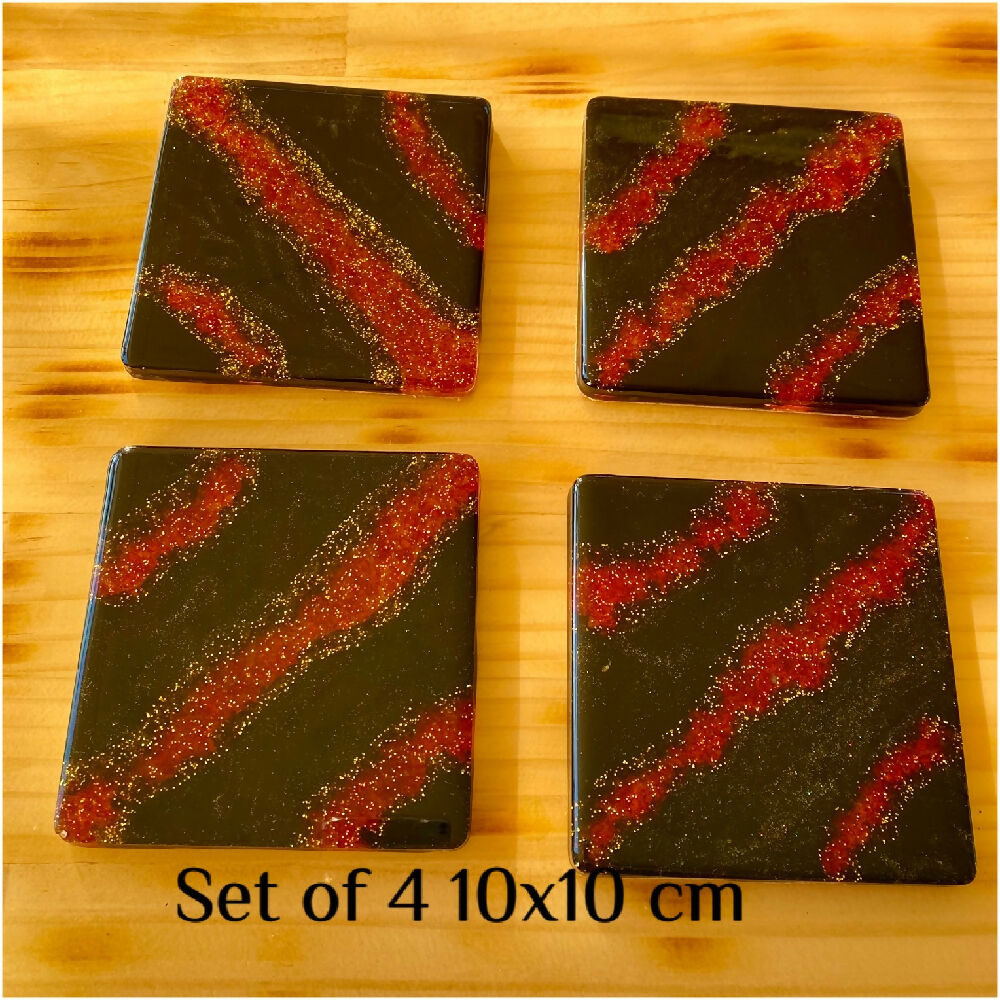 Red and black coasters