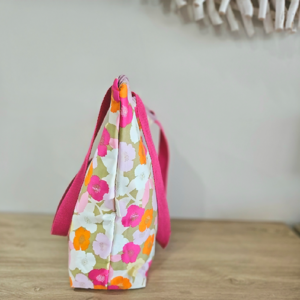 Tote Bag with Pink Floral Design