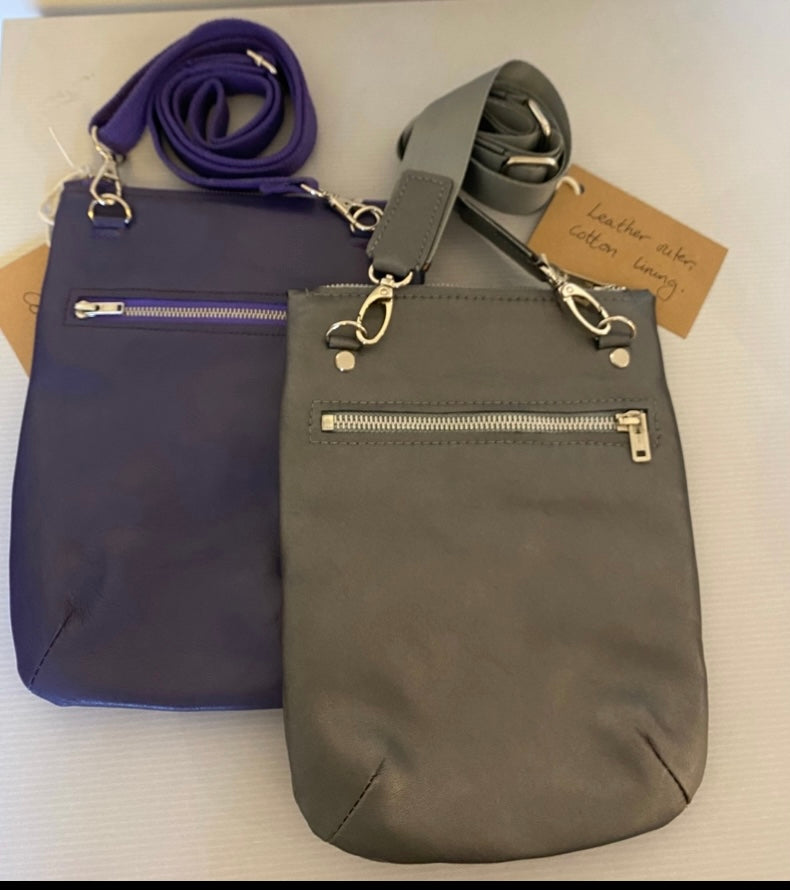 Amethyst crossbody zip top pouch
