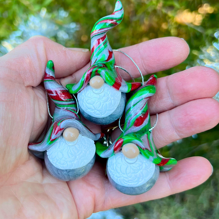Gnome Christmas bauble trio - Silver/Green/Red/Silver