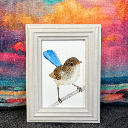 Original watercolour art - blue wren