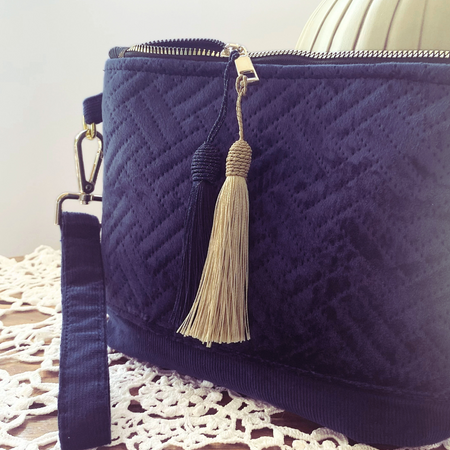 Velvet clutch purse - navy blue